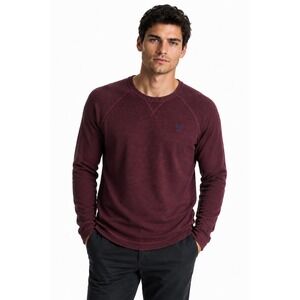 Y2K American Eagle AE Legend Waffle Knit Thermal Crewneck Shirt M Burgundy